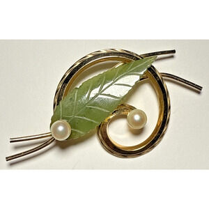 Vintage Winard Signed Gold Tone Swirl and Leaf Brooch Abstract Style J-3E